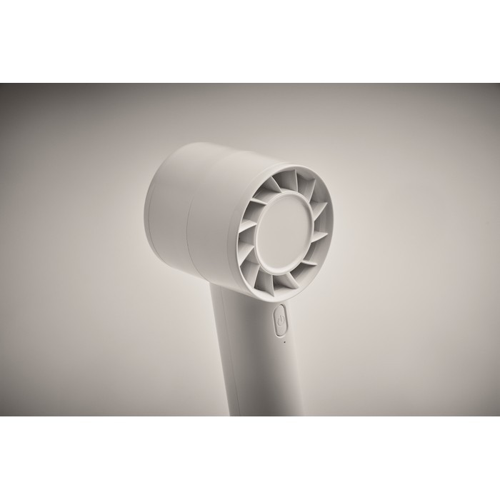 Ventilador portátil con soporte para escritorio y teléfono color blanco vista fotografía sexta vista