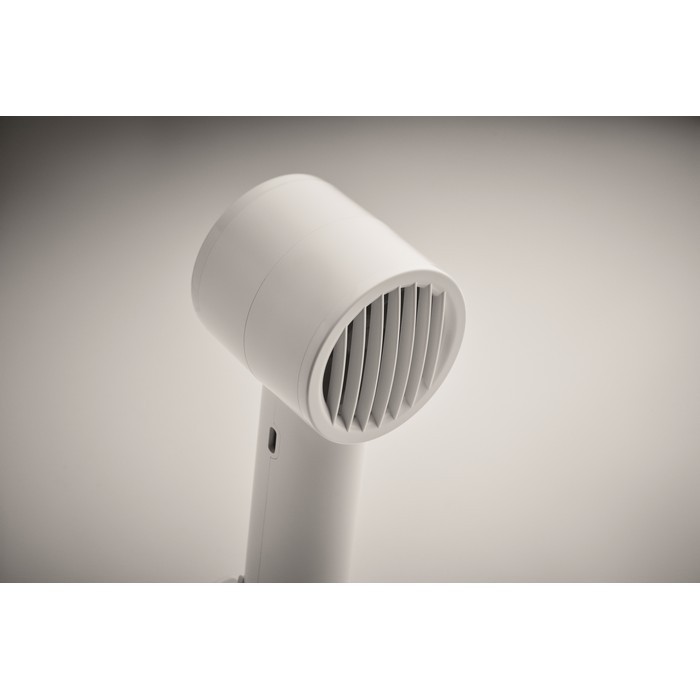 Ventilador portátil con soporte para escritorio y teléfono color blanco vista fotografía septima vista