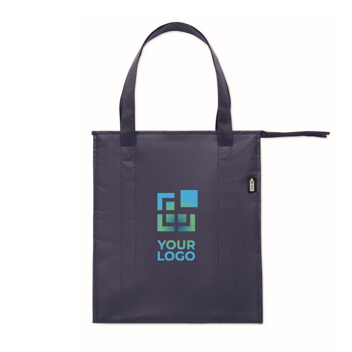 Bolsa nevera de non woven con aislamiento de aluminio 25L color azul vista de impresión Bolsa nevera de non woven con aislamiento de aluminio 25L color azul vista de impresión