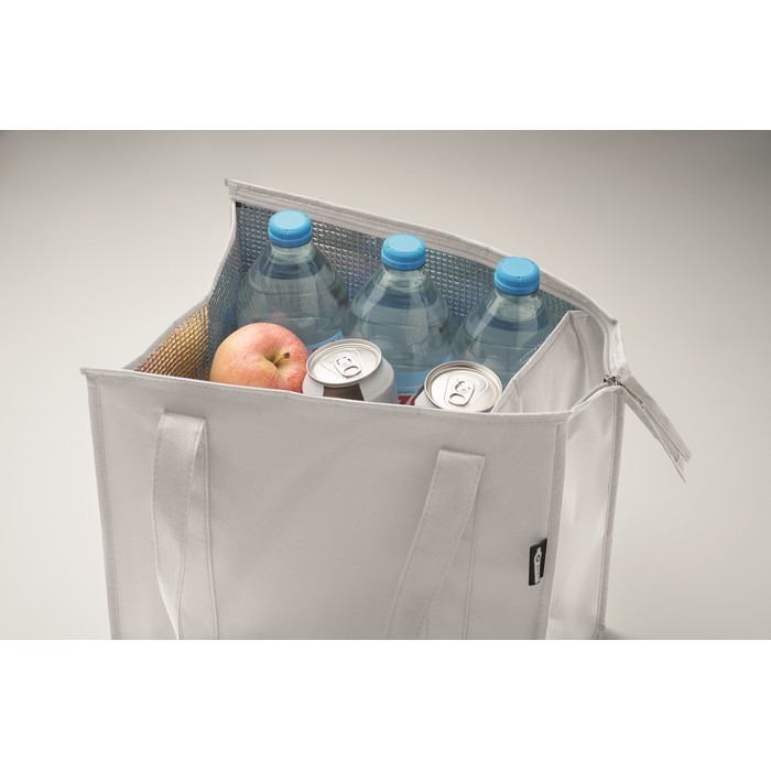 Bolsa nevera de non woven con aislamiento de aluminio 25L color blanco vista fotografía tercera vista Bolsa nevera de non woven con aislamiento de aluminio 25L color blanco vista fotografía tercera vista