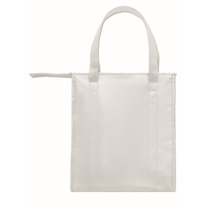 Bolsa nevera de non woven con aislamiento de aluminio 25L color blanco quinta vista Bolsa nevera de non woven con aislamiento de aluminio 25L color blanco quinta vista