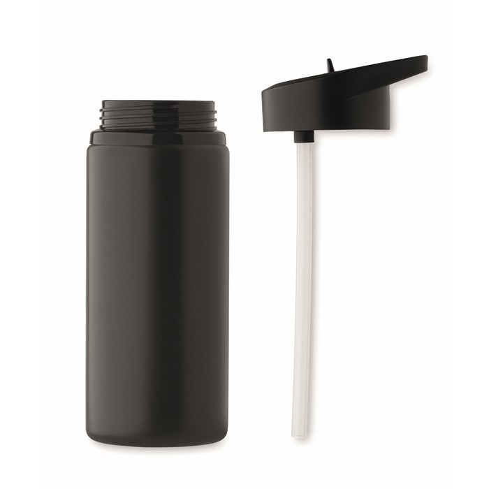 Botella de acero inoxidable reciclado con boquilla y asa 500ml color negro octava vista