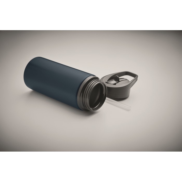 Botella de acero inoxidable reciclado con boquilla y asa 500ml color azul marino vista fotografía cuarta vista