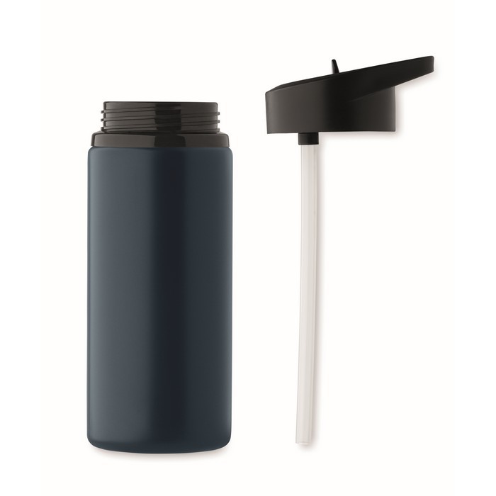 Botella de acero inoxidable reciclado con boquilla y asa 500ml color azul marino octava vista