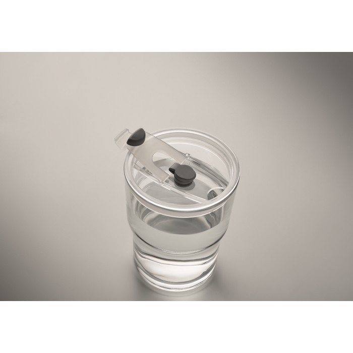 Vaso de cristal con tapa antigoteo y pajita de cristal 300ml color transparente vista fotografía septima vista Vaso de cristal con tapa antigoteo y pajita de cristal 300ml color transparente vista fotografía septima vista