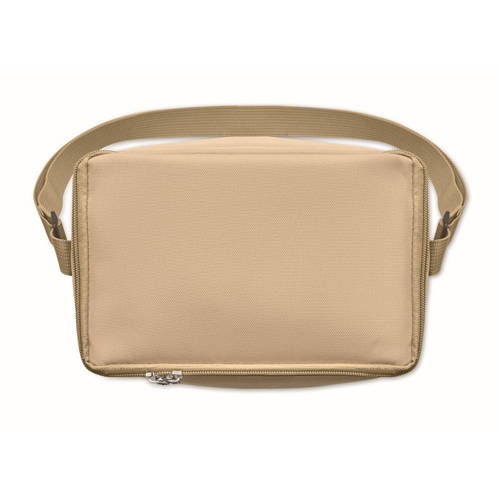 Bolsa nevera de RPET con detalle en la base de corcho 5L color caqui cuarta vista