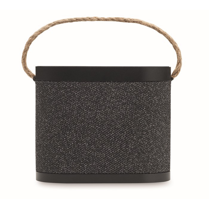 Altavoz negro inalámbrico con asa de transporte de yute 15W color negro quinta vista Altavoz negro inalámbrico con asa de transporte de yute 15W color negro quinta vista