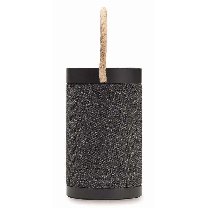 Altavoz negro inalámbrico con asa de transporte de yute 15W color negro septima vista Altavoz negro inalámbrico con asa de transporte de yute 15W color negro septima vista