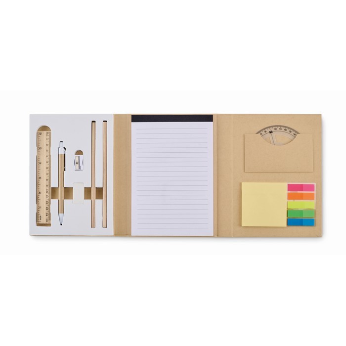 Set de bloc de notas con notas adhesivas y set de escritura color beige Set de bloc de notas con notas adhesivas y set de escritura color beige