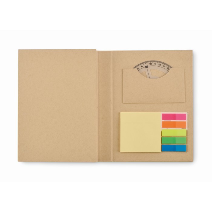 Set de bloc de notas con notas adhesivas y set de escritura color beige cuarta vista Set de bloc de notas con notas adhesivas y set de escritura color beige cuarta vista