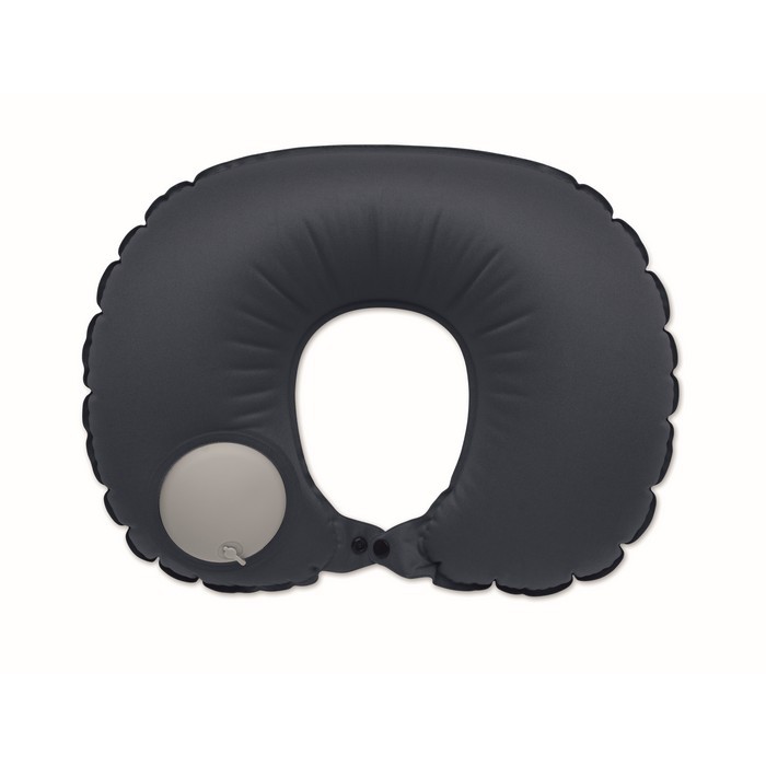 Almohada inflable de viaje con inflador y sistema de vaciado color azul sexta vista