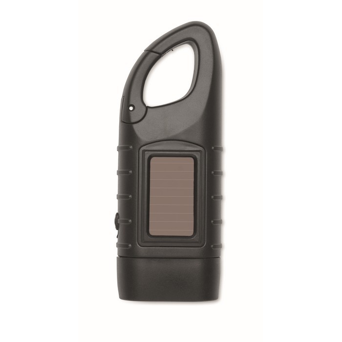 Linterna recargable por panel solar y por manivela dinamo color negro sexta vista