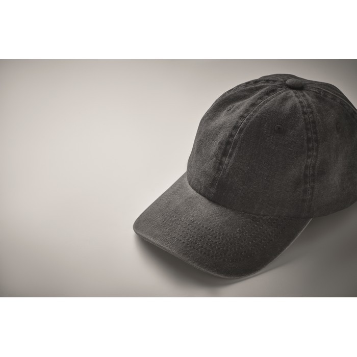 Gorra de béisbol estilo algodón lavado con cierre de velcro 265 g/m2 color negro vista fotografía segunda vista Gorra de béisbol estilo algodón lavado con cierre de velcro 265 g/m2 color negro vista fotografía segunda vista