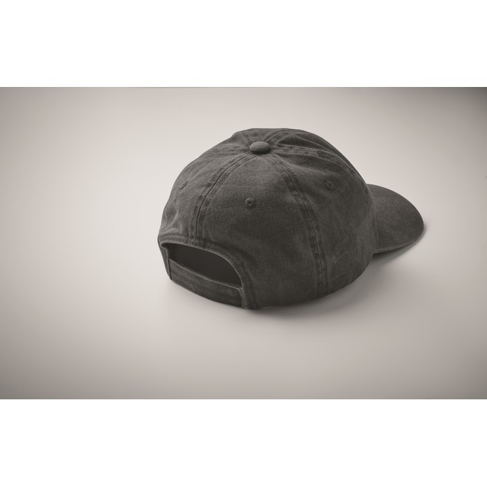 Gorra de béisbol estilo algodón lavado con cierre de velcro 265 g/m2 color negro vista fotografía tercera vista Gorra de béisbol estilo algodón lavado con cierre de velcro 265 g/m2 color negro vista fotografía tercera vista