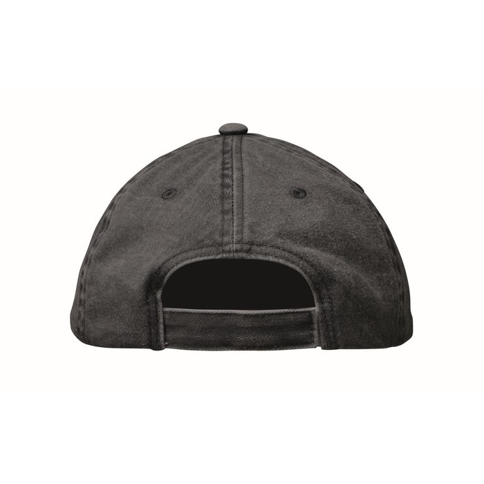 Gorra de béisbol estilo algodón lavado con cierre de velcro 265 g/m2 color negro quinta vista Gorra de béisbol estilo algodón lavado con cierre de velcro 265 g/m2 color negro quinta vista
