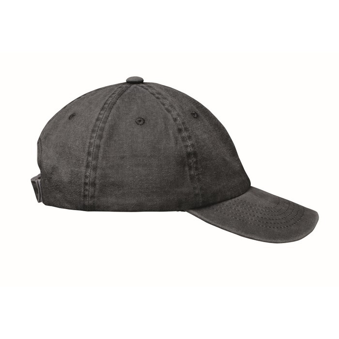 Gorra de béisbol estilo algodón lavado con cierre de velcro 265 g/m2 color negro sexta vista Gorra de béisbol estilo algodón lavado con cierre de velcro 265 g/m2 color negro sexta vista