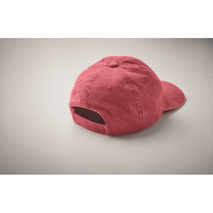 Gorra de béisbol estilo algodón lavado con cierre de velcro 265 g/m2 color rojo vista fotografía tercera vista Gorra de béisbol estilo algodón lavado con cierre de velcro 265 g/m2 color rojo vista fotografía tercera vista