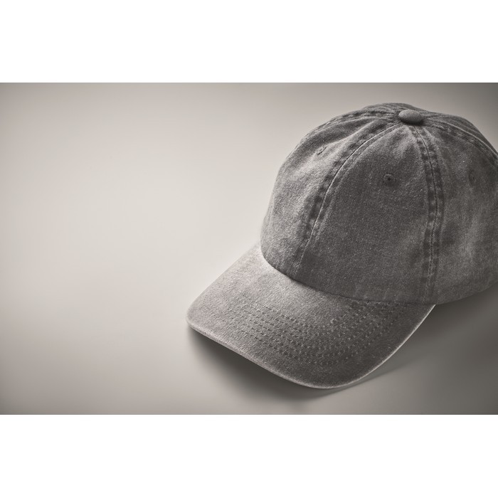 Gorra de béisbol estilo algodón lavado con cierre de velcro 265 g/m2 color gris vista fotografía segunda vista Gorra de béisbol estilo algodón lavado con cierre de velcro 265 g/m2 color gris vista fotografía segunda vista
