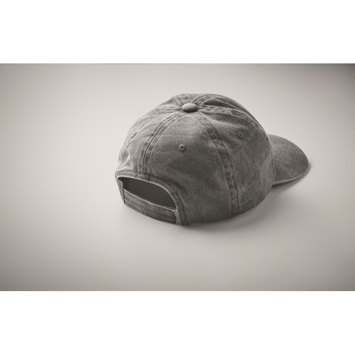 Gorra de béisbol estilo algodón lavado con cierre de velcro 265 g/m2 color gris vista fotografía tercera vista Gorra de béisbol estilo algodón lavado con cierre de velcro 265 g/m2 color gris vista fotografía tercera vista
