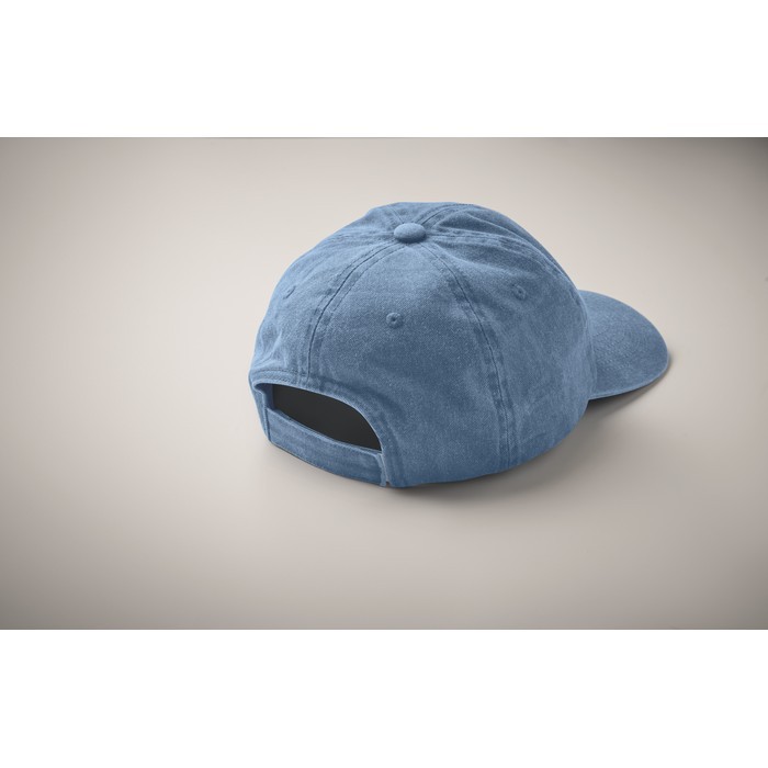 Gorra de béisbol estilo algodón lavado con cierre de velcro 265 g/m2 color azul real vista fotografía tercera vista Gorra de béisbol estilo algodón lavado con cierre de velcro 265 g/m2 color azul real vista fotografía tercera vista