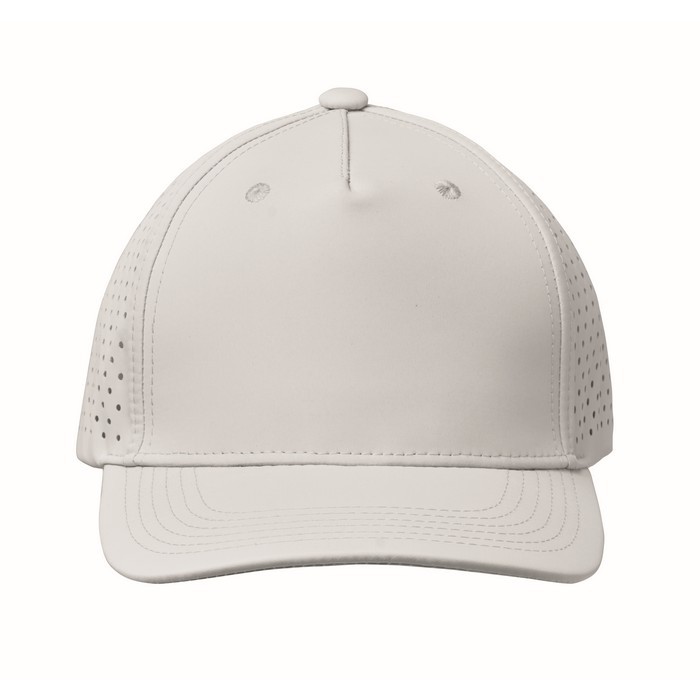 Gorra de poliéster con agujeros de ventilación y repelente al agua color blanco cuarta vista