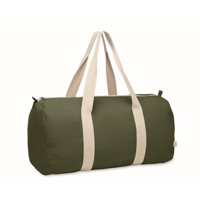 Bolsa de viaje con compartimiento lateral y detalles en color natural color verde militar Bolsa de viaje con compartimiento lateral y detalles en color natural color verde militar