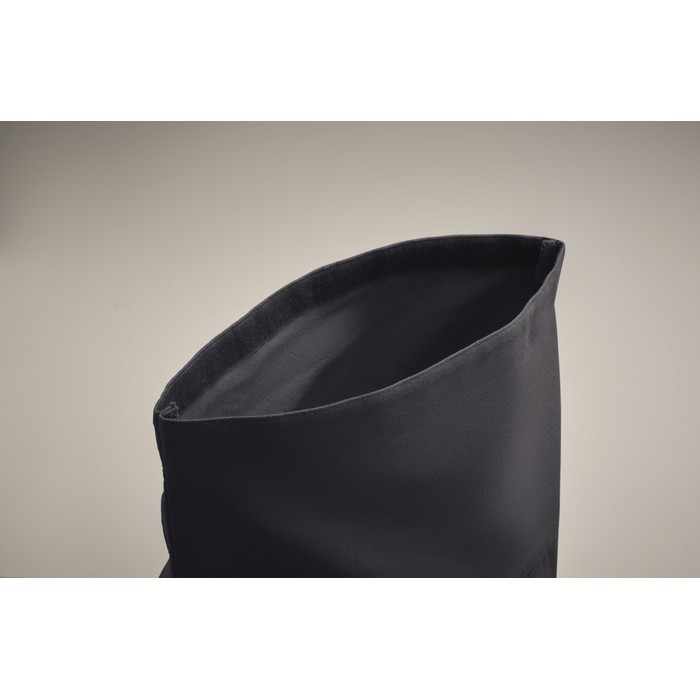 Mochila de cierre roll top de algodón reciclado con cremallera delante color azul marino vista fotografía sexta vista Mochila de cierre roll top de algodón reciclado con cremallera delante color azul marino vista fotografía sexta vista