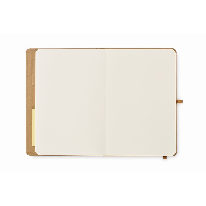Libreta de hojas lisas con notas adhesivas y tarjetero por dentro A5 color beige sexta vista