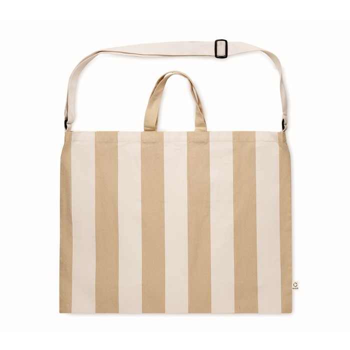 Bolsa de la playa con rayas verticales con asas y bandolera ajustable color blanco tercera vista Bolsa de la playa con rayas verticales con asas y bandolera ajustable color blanco tercera vista