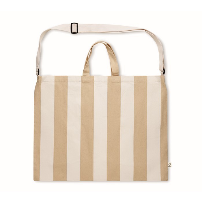 Bolsa de la playa con rayas verticales con asas y bandolera ajustable color blanco cuarta vista Bolsa de la playa con rayas verticales con asas y bandolera ajustable color blanco cuarta vista