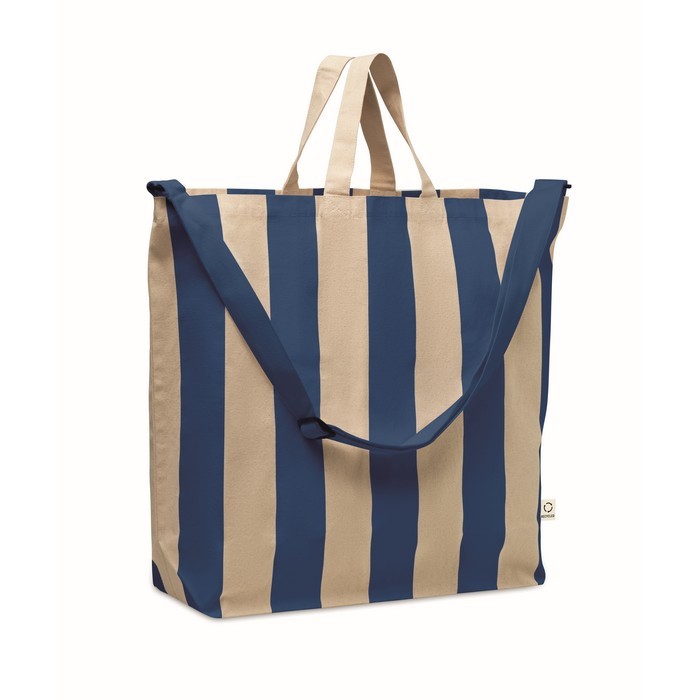 Bolsa de la playa con rayas verticales con asas y bandolera ajustable color azul real Bolsa de la playa con rayas verticales con asas y bandolera ajustable color azul real