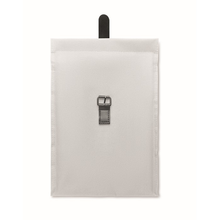Bolsa nevera rolltop de poliéster con asa y cierre de cuero color blanco septima vista Bolsa nevera rolltop de poliéster con asa y cierre de cuero color blanco septima vista