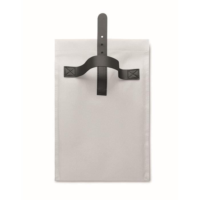 Bolsa nevera rolltop de poliéster con asa y cierre de cuero color blanco octava vista Bolsa nevera rolltop de poliéster con asa y cierre de cuero color blanco octava vista