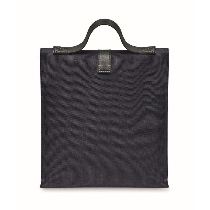 Bolsa nevera rolltop de poliéster con asa y cierre de cuero color azul marino tercera vista Bolsa nevera rolltop de poliéster con asa y cierre de cuero color azul marino tercera vista