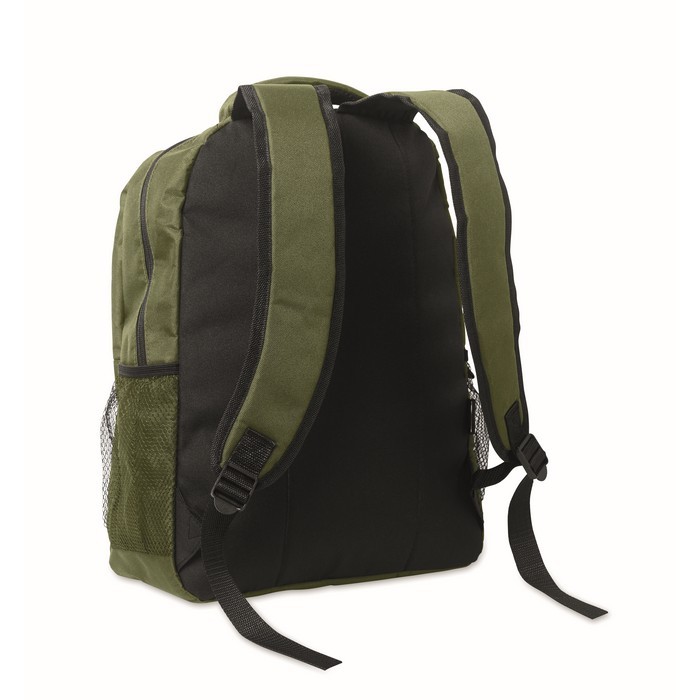 Mochila para portátil con bolsillos delante y a los lados 15'' color verde militar segunda vista Mochila para portátil con bolsillos delante y a los lados 15'' color verde militar segunda vista