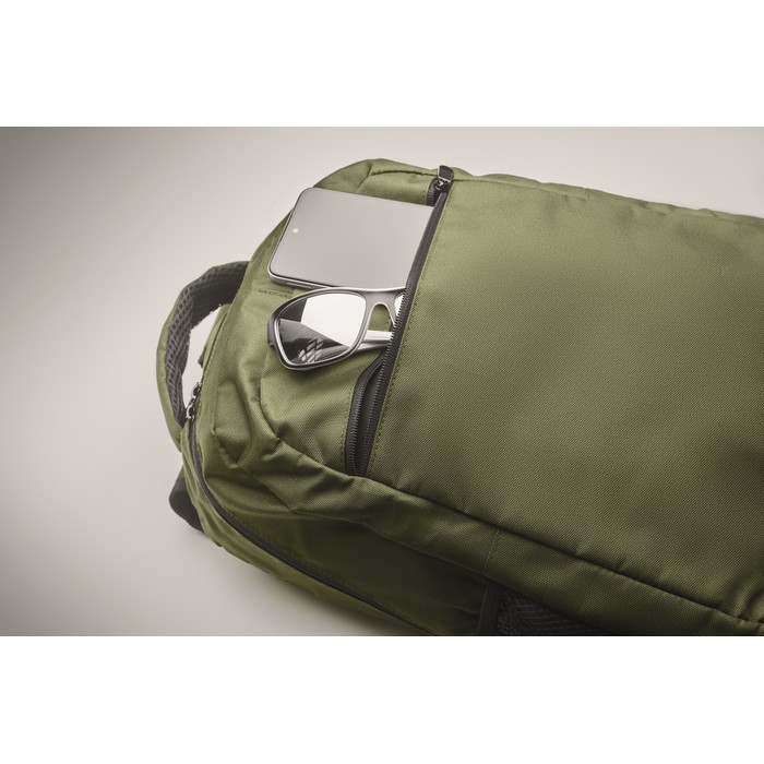 Mochila para portátil con bolsillos delante y a los lados 15'' color verde militar vista fotografía quinta vista Mochila para portátil con bolsillos delante y a los lados 15'' color verde militar vista fotografía quinta vista