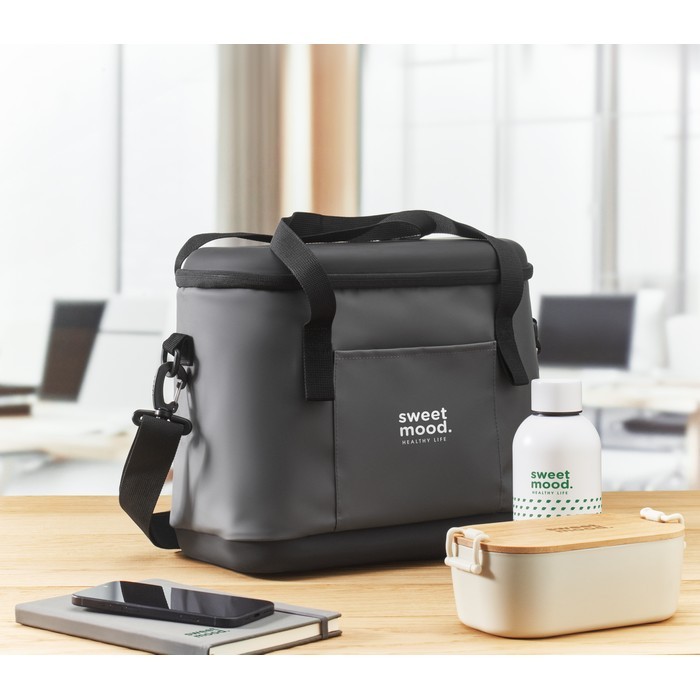 Bolsa nevera de lona con apertura en la parte superior 16L color gris oscuro vista bodegón principal Bolsa nevera de lona con apertura en la parte superior 16L color gris oscuro vista bodegón principal