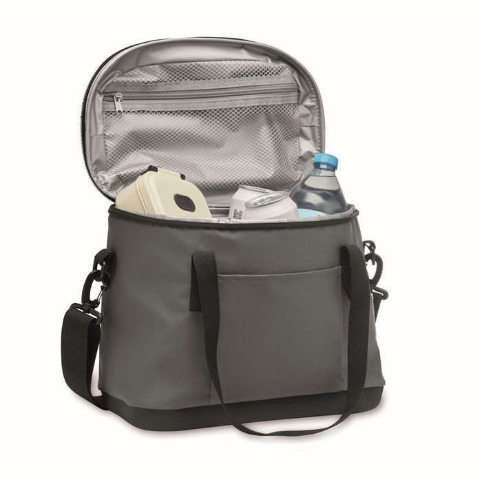 Bolsa nevera de lona con apertura en la parte superior 16L color gris oscuro segunda vista Bolsa nevera de lona con apertura en la parte superior 16L color gris oscuro segunda vista