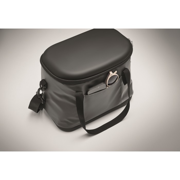 Bolsa nevera de lona con apertura en la parte superior 16L color gris oscuro vista fotografía tercera vista Bolsa nevera de lona con apertura en la parte superior 16L color gris oscuro vista fotografía tercera vista