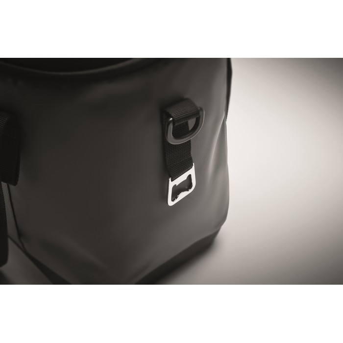 Bolsa nevera de lona con apertura en la parte superior 16L color gris oscuro vista fotografía cuarta vista Bolsa nevera de lona con apertura en la parte superior 16L color gris oscuro vista fotografía cuarta vista