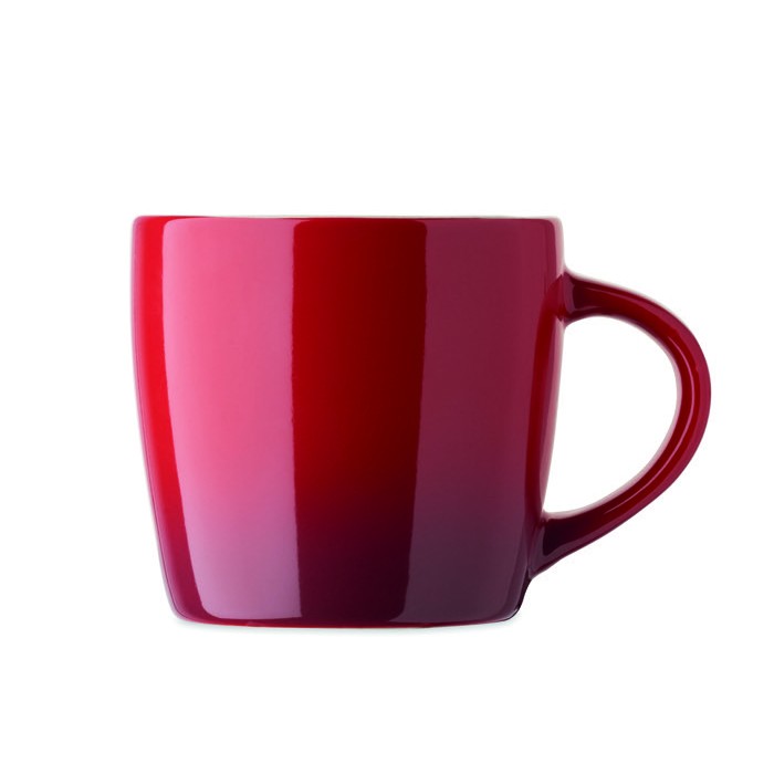 Taza de cerámica en varios colores con degradado 300ml color rojo sexta vista Taza de cerámica en varios colores con degradado 300ml color rojo sexta vista