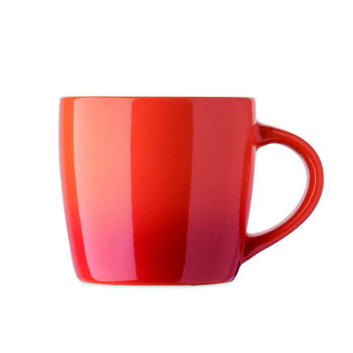 Taza de cerámica en varios colores con degradado 300ml color naranja sexta vista Taza de cerámica en varios colores con degradado 300ml color naranja sexta vista