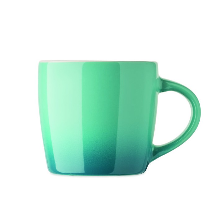 Taza de cerámica en varios colores con degradado 300ml color turquesa sexta vista Taza de cerámica en varios colores con degradado 300ml color turquesa sexta vista