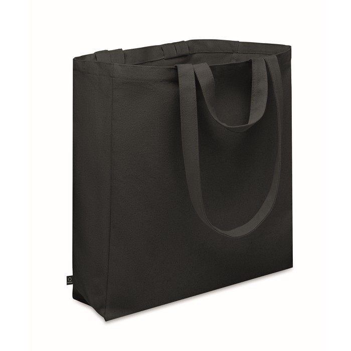 Bolsa de la compra de asas cortas con bolsillo lateral 380 g/m2 color negro