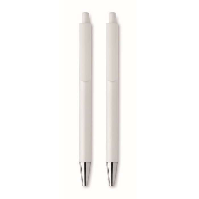 Caja con bolígrafo de tinta grafito y el otro tinta azul color blanco sexta vista Caja con bolígrafo de tinta grafito y el otro tinta azul color blanco sexta vista