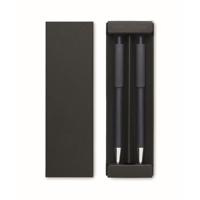 Caja con bolígrafo de tinta grafito y el otro tinta azul color azul marino segunda vista Caja con bolígrafo de tinta grafito y el otro tinta azul color azul marino segunda vista