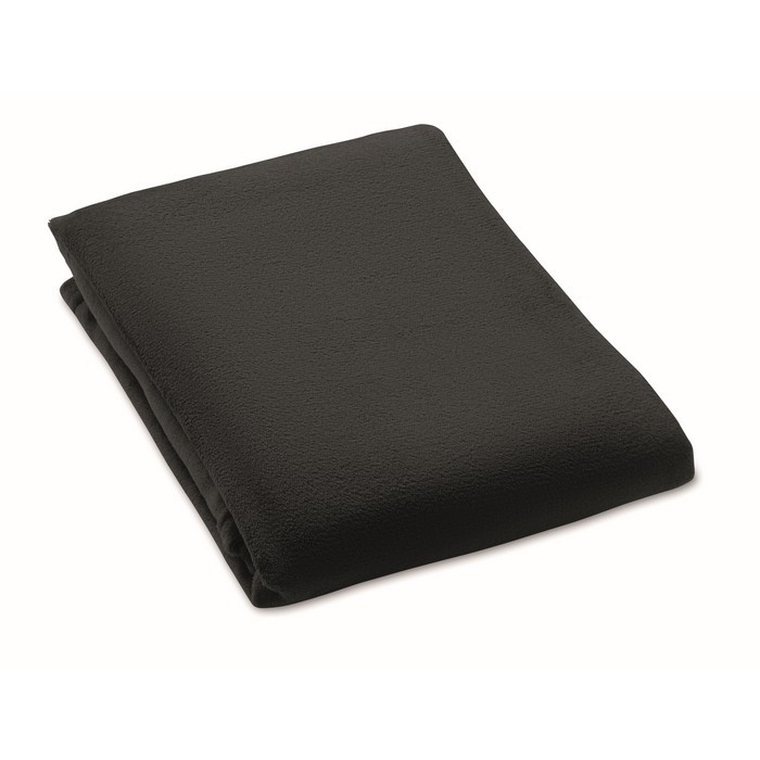 Manta o almohada para viajes con tira para trolley 220 g/m2 color negro segunda vista Manta o almohada para viajes con tira para trolley 220 g/m2 color negro segunda vista