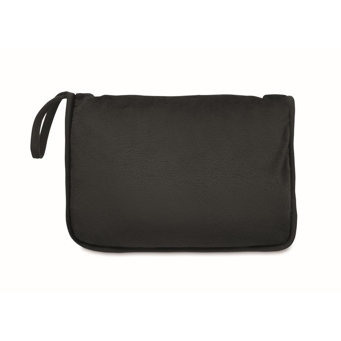 Manta o almohada para viajes con tira para trolley 220 g/m2 color negro septima vista Manta o almohada para viajes con tira para trolley 220 g/m2 color negro septima vista