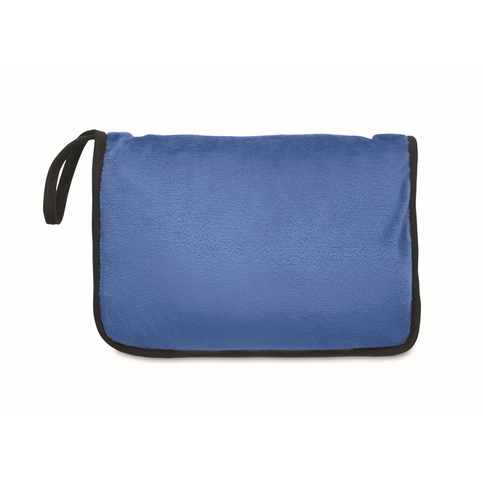 Manta o almohada para viajes con tira para trolley 220 g/m2 color azul septima vista Manta o almohada para viajes con tira para trolley 220 g/m2 color azul septima vista