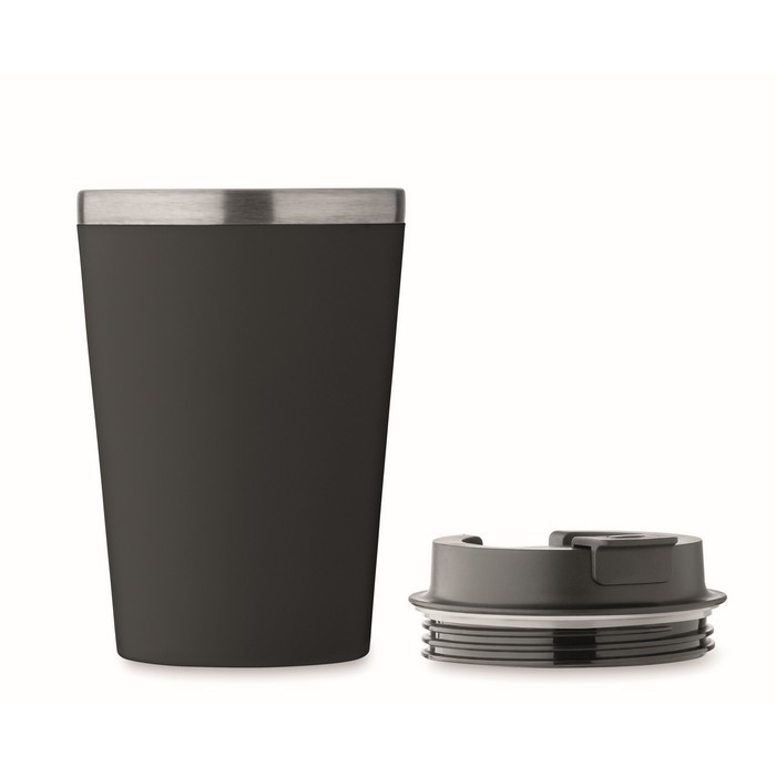 Vaso doble pared con revestimiento de cerámica en el interior 350ml color negro sexta vista Vaso doble pared con revestimiento de cerámica en el interior 350ml color negro sexta vista